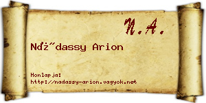 Nádassy Arion névjegykártya